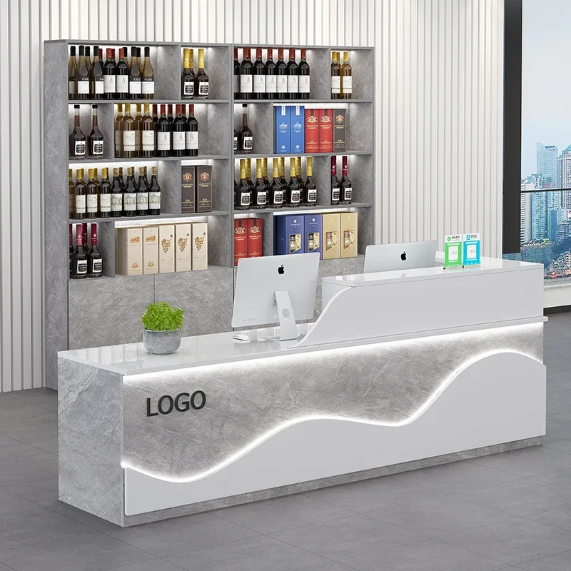 

customized Storage Bar Counter Cabinet Trendy Simple Luxury European Reception Desk European Nordic Mostrador Office Furniture