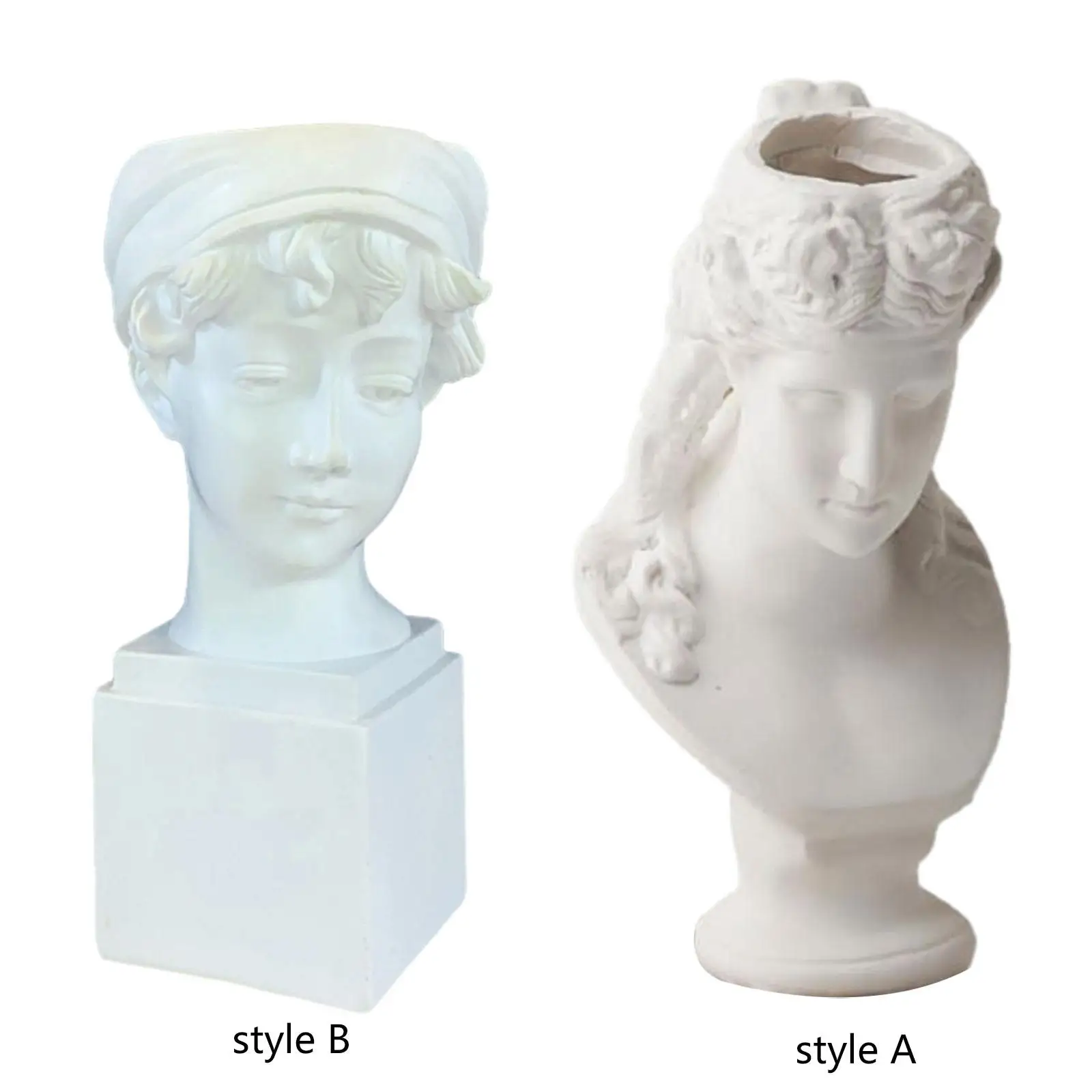 Soportes para brochas de maquillaje con soporte para bolígrafo con estatua de busto, estatuilla de resina multifuncional