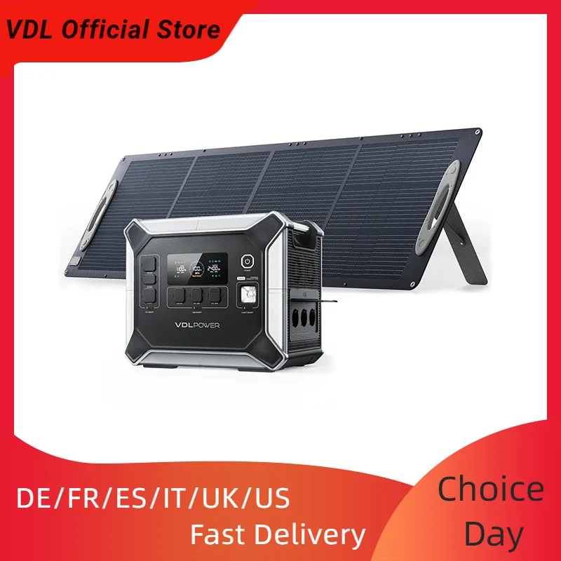 VDL HS2400 Portable Power Station 2048Wh ,200W Solar Panel, Fast Charging Generator for Home, Outdoor Camping Emergency