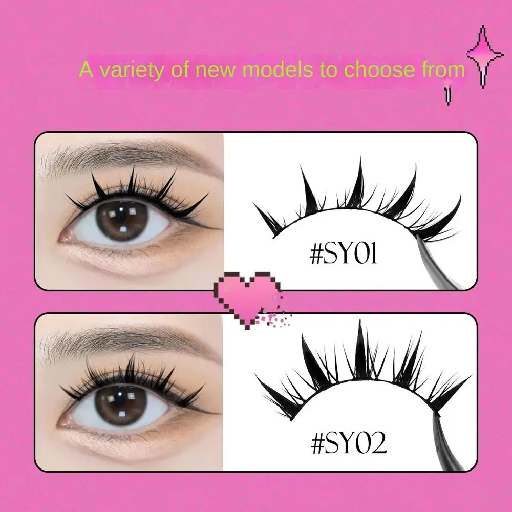 7 Pairs Soft Fluffy Manga Lashes 3D Natural Look Eye Makeup Anime False Eyelashes Cross Wispy Eyelashes Extension Beauty