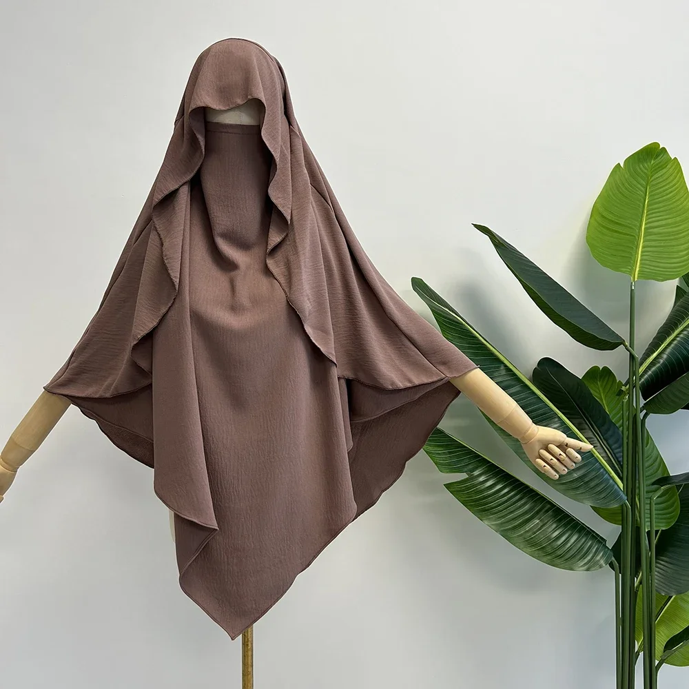 Khimar con correas Niqab Jazz crepé triángulo islámico musulmán mujeres al por mayor Ramadán corbata trasera oración Hijab capa