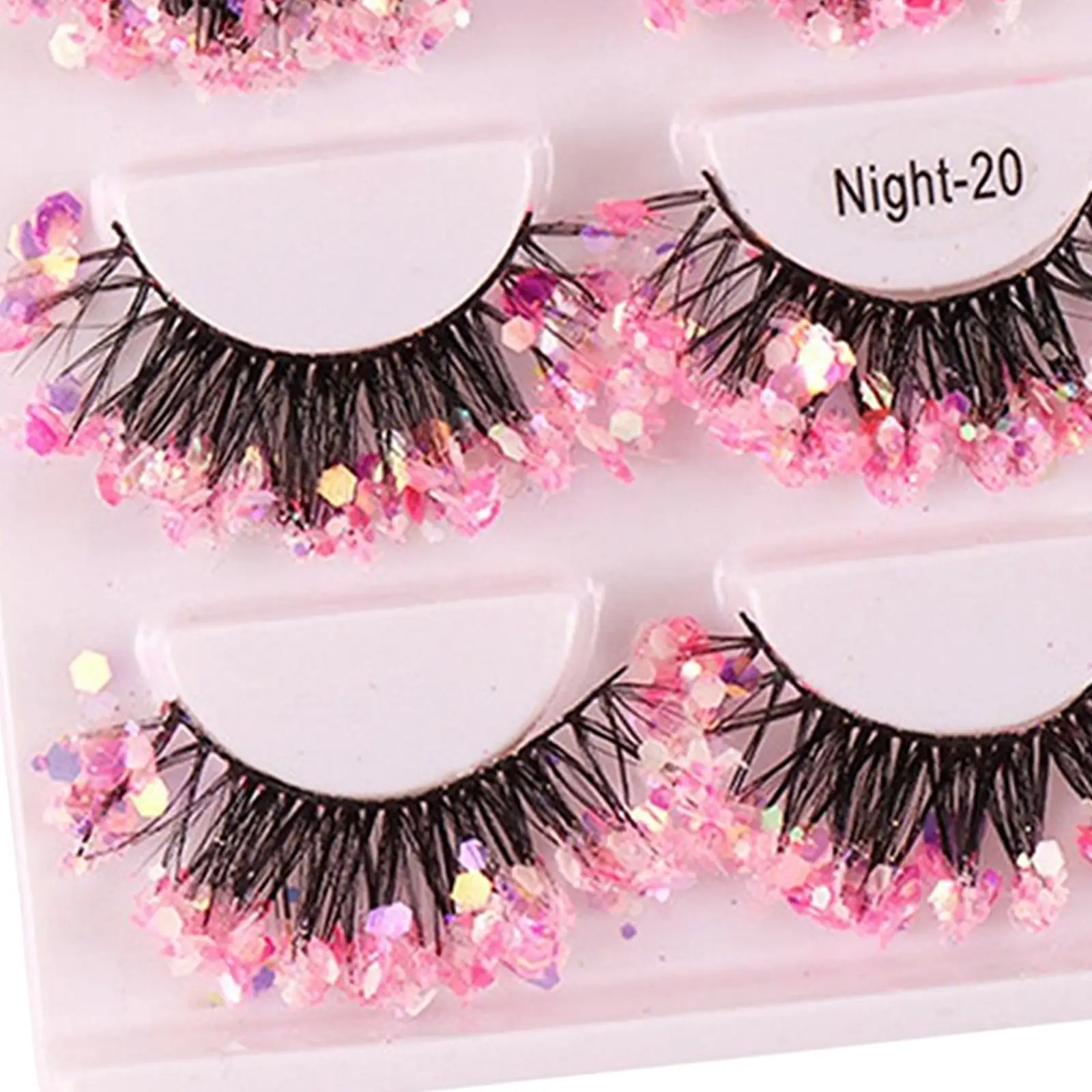 Fluorescent Glittered False Lashes Festival Colorful Eyelashes Kit for Night Makeup and Costume Use