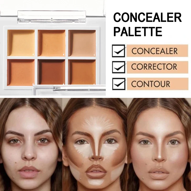 6 Colors Face Concealer Palette Makeup Base Palettes Long-lasting Matte Contouring Foundation Facial Color Corrector Cosmetic