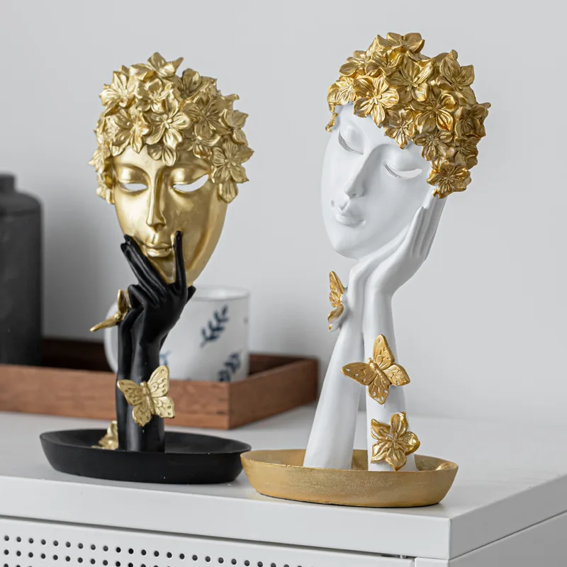 

Women Face Art Statue Sculpture Abstract Collectible Figurines Home Decorations Living Room Desk Bookshelf Office Ornament Gifts