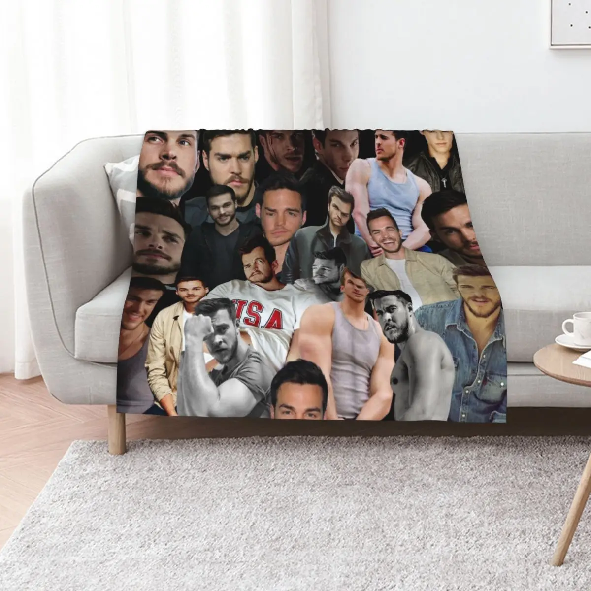 

kai parker photo collage Throw Blanket Flannel funny gift For Sofa Thin Multi-Purpose Blankets