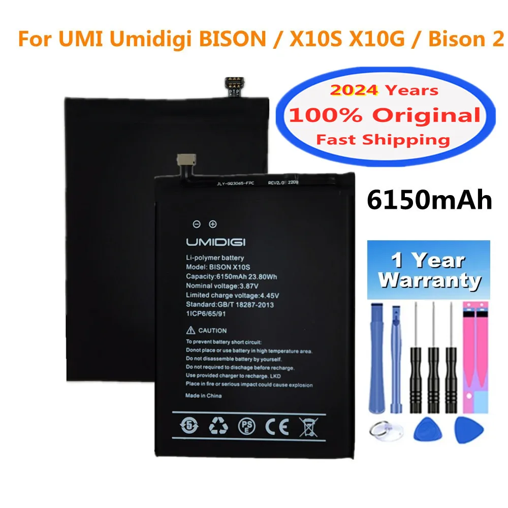 2024 Years 100% Original Battery For UMI Umidigi Bison 2 Bison2  / X10S / X10G 6150mAh High Quality Phone Bateria Battery