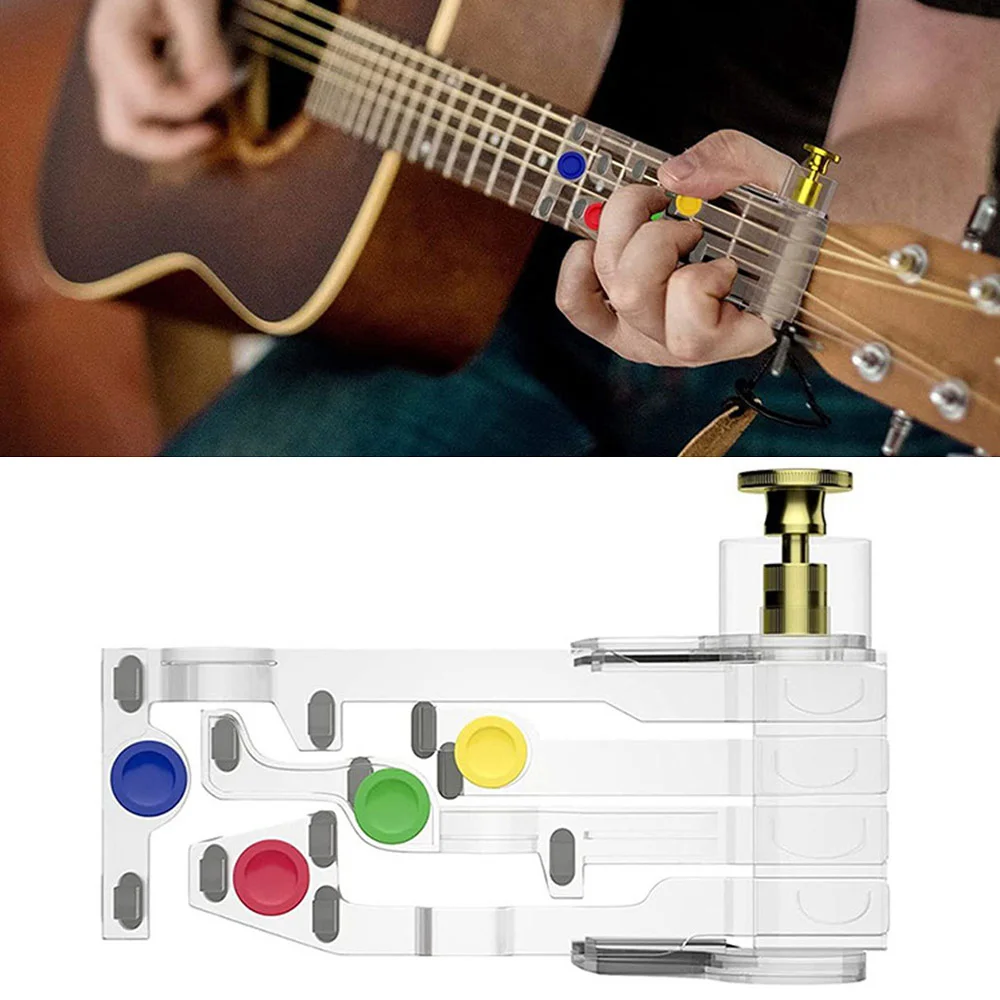 

Guitar Finger Pain Relief Trainer Beginner One Press Chord Practice Tool Finger Saver Guitar Aid Device for Strength Building