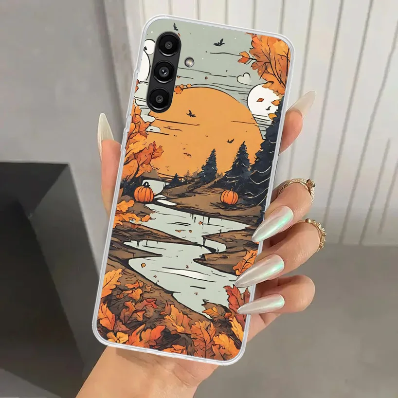 Pumpkin Happy Fall Autumn Phone Case for Samsung Galaxy A15 A25 A35 A55 A14 A24 A34 A13 A53 A12 A52S A23 A33 A24 A34 A03S A04S A