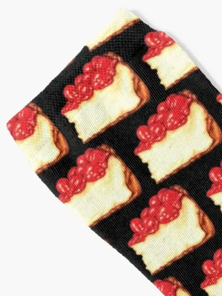 Cherry Cheesecake Pattern - Black Socks loose winter thermal football soccer anti-slip Male Socks Women's
