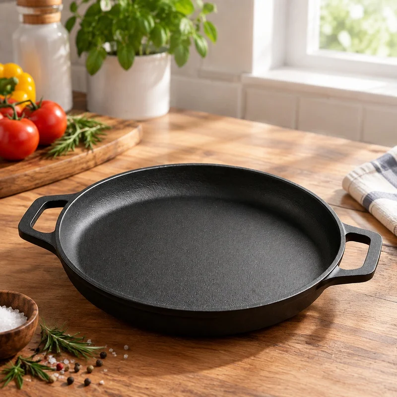 Heavy-Duty Cast Iron Frying Pan with Non-Stick Surface, Ideal for Grilling Steaks, Eggs, Pancakes, and Veggies Indoors or