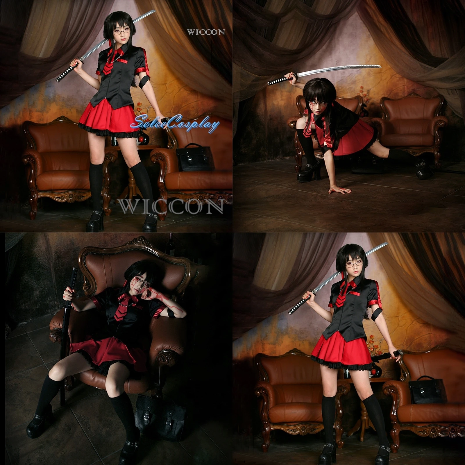 Anime Blood-C Cosplay Costume, Pay Aragi Saya, Girls fur s Uniform, Women's 03 School Uniform, btMade, Halloween