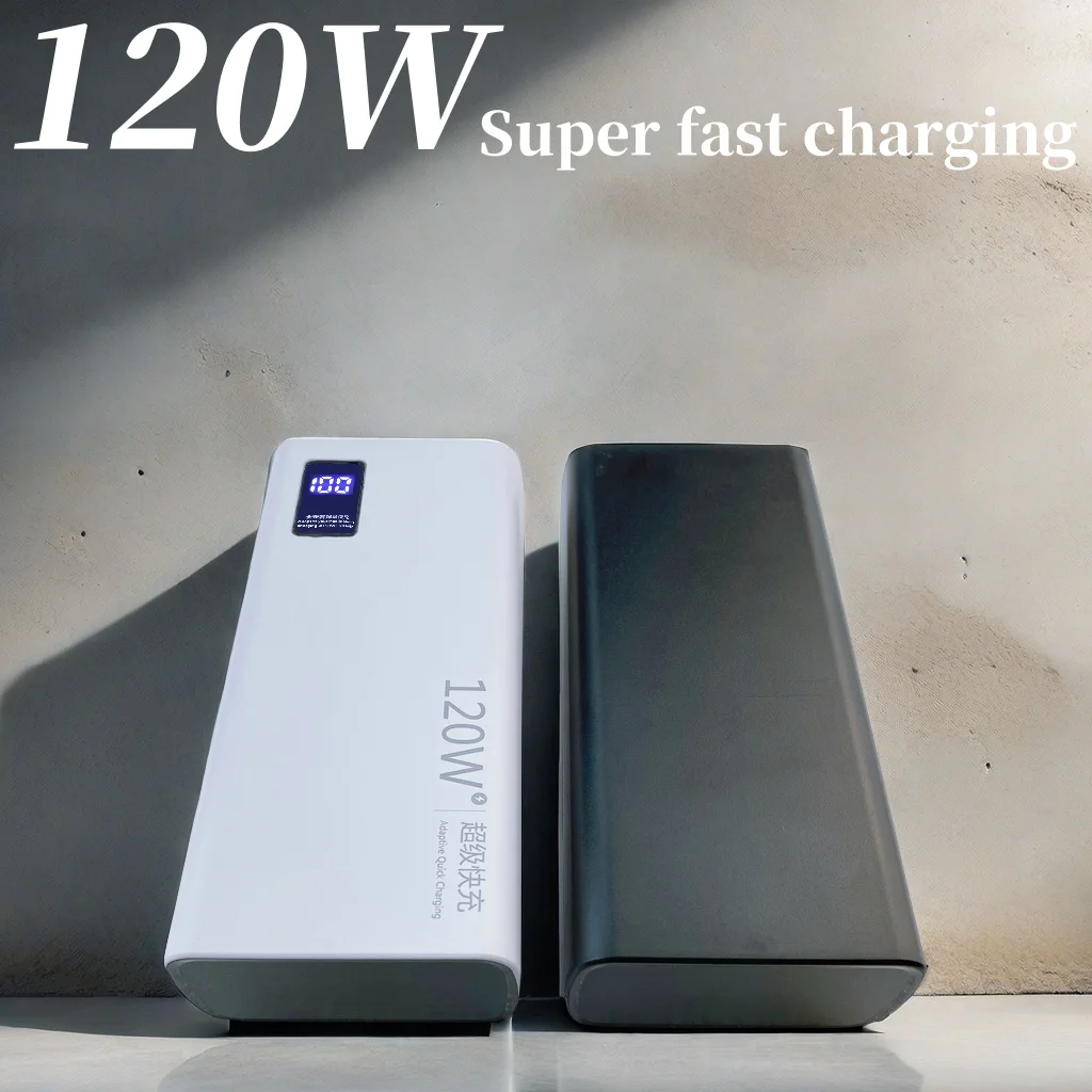 120W power bank with a large capacity of 100000mAh, portable super fast charging, outdoor mobile phone power supply