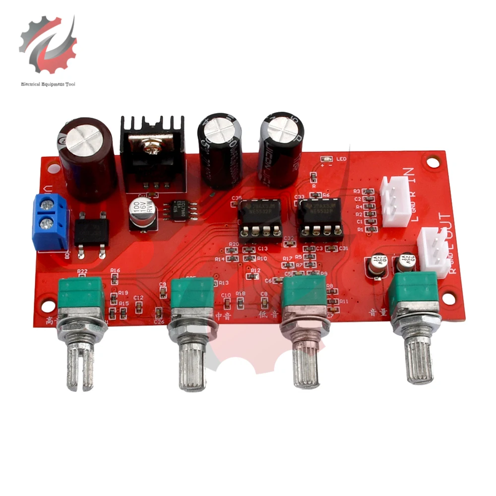 NE5532 Preamp Amplifier Board HIFI Stereo Volume Tone Control Pre-amp Preamplifier Treble Midrange Bass Single Power