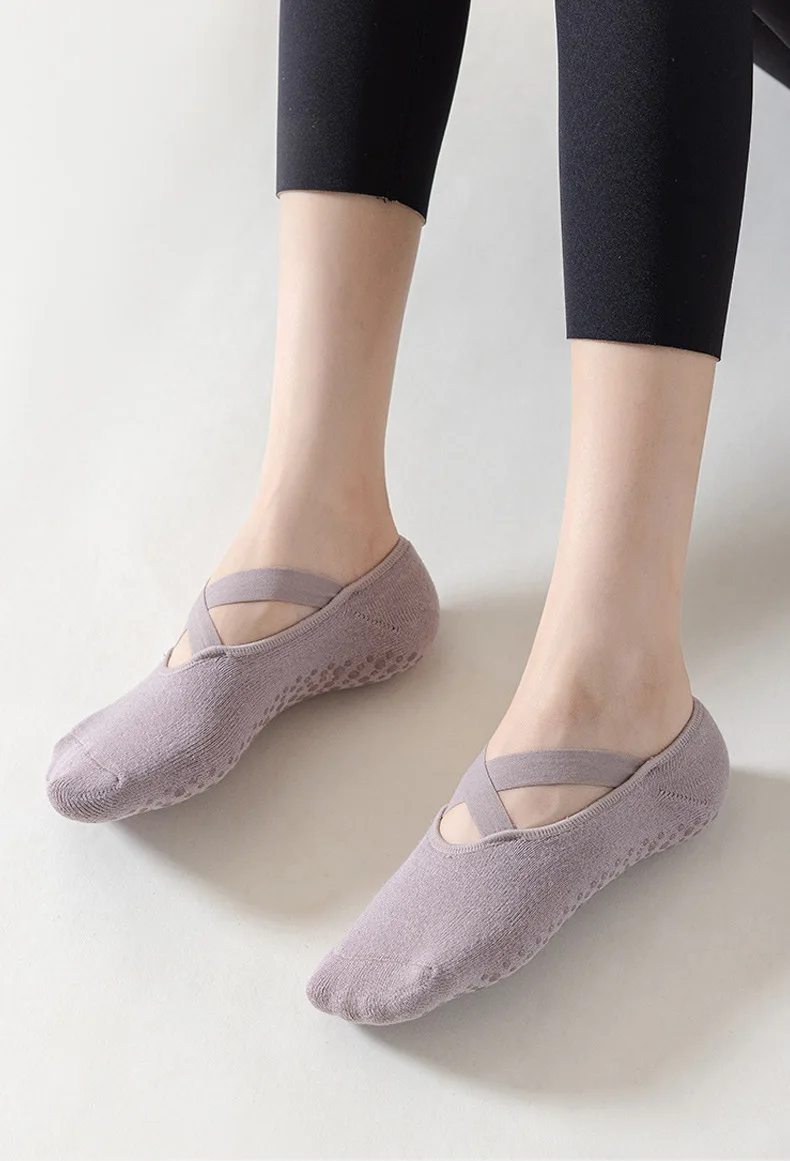 1–5 Paar rutschfeste Yoga-Socken für Damen, für Tanz, Pilates, Fitness, atmungsaktive No-Show-Socken aus Baumwolle mit Silikongriff für das Training im Innenbereich – Detail 4