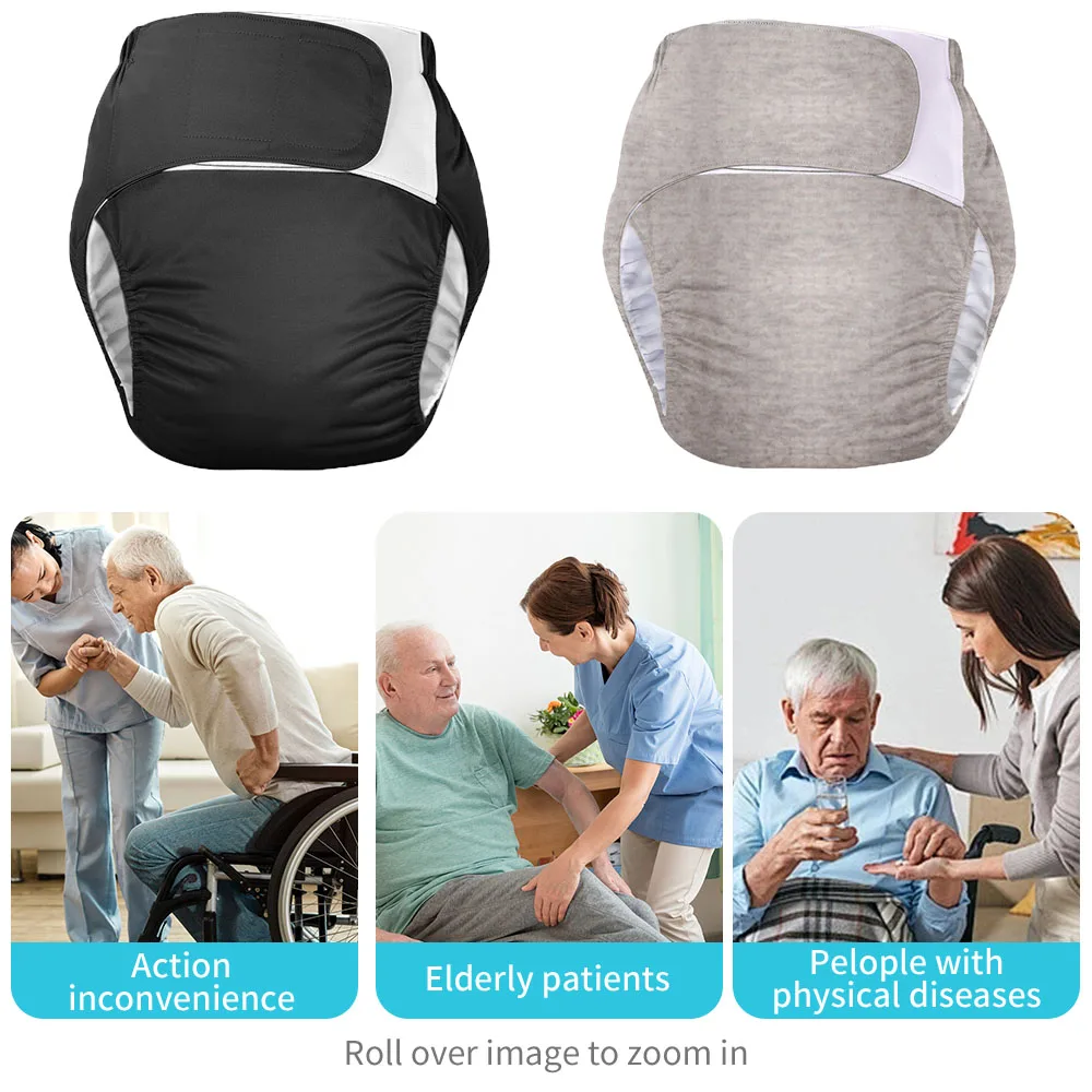 BIAI Adult Washable Diapers Waterproof Incontinence in Adult Cloth Nappies Reusable Diaper Pants for Elderly People