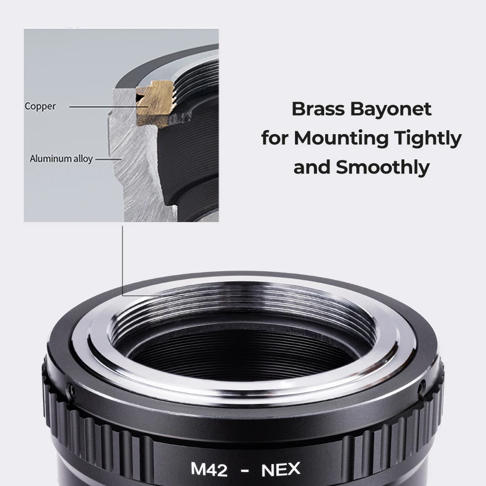 K & F Concept Lens Adapter, M42 Lentes para montagem da câmera Sony NEX E, Sony Alpha, NEX-7, A5000, A6000, A6400, A7C, A7C2, A1, A9, A7R II