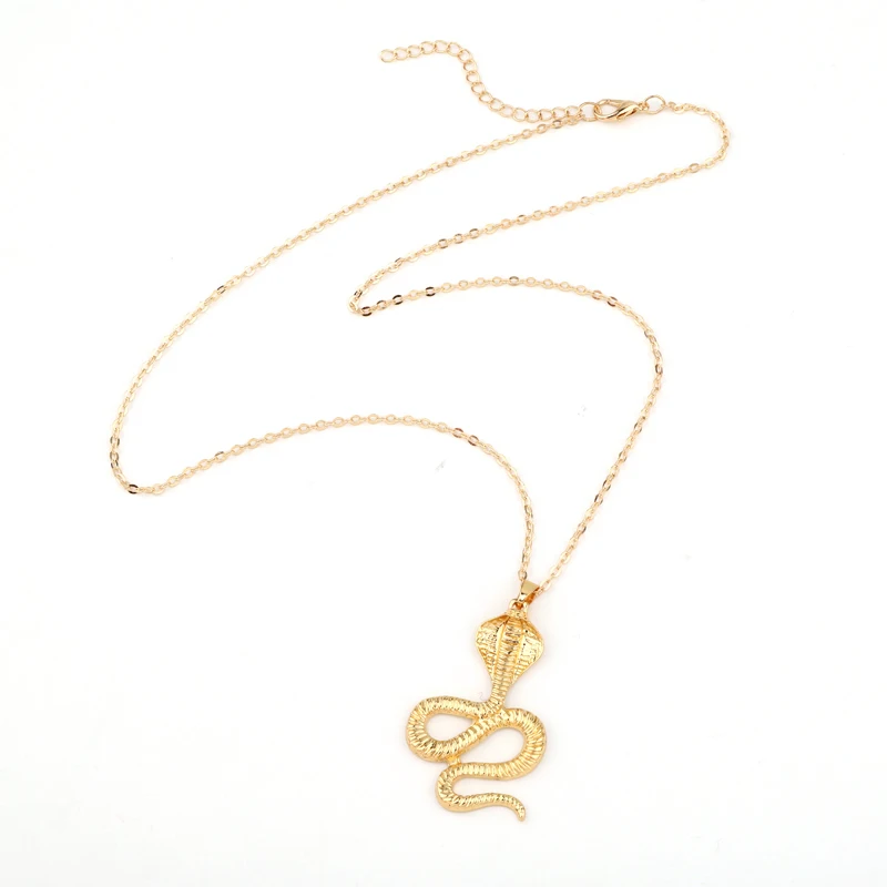 Dayoff Indian Gothic Gold Color Animal Cobra Pendant Necklace Women Men Stripe Snake Chain Necklace for Female Link Chain N6