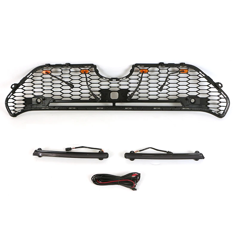 

2019 Honeycomb Front Grille With Amber Light With Light Bar Fit For Toyotas RAV4