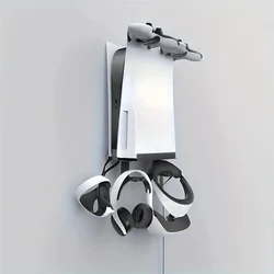 컨트롤러, VR 헤드셋 및 헤드폰용 보관함이 있는 Ps5 벽걸이 브래킷용 - 내구성이 뛰어난 Abs Materia
