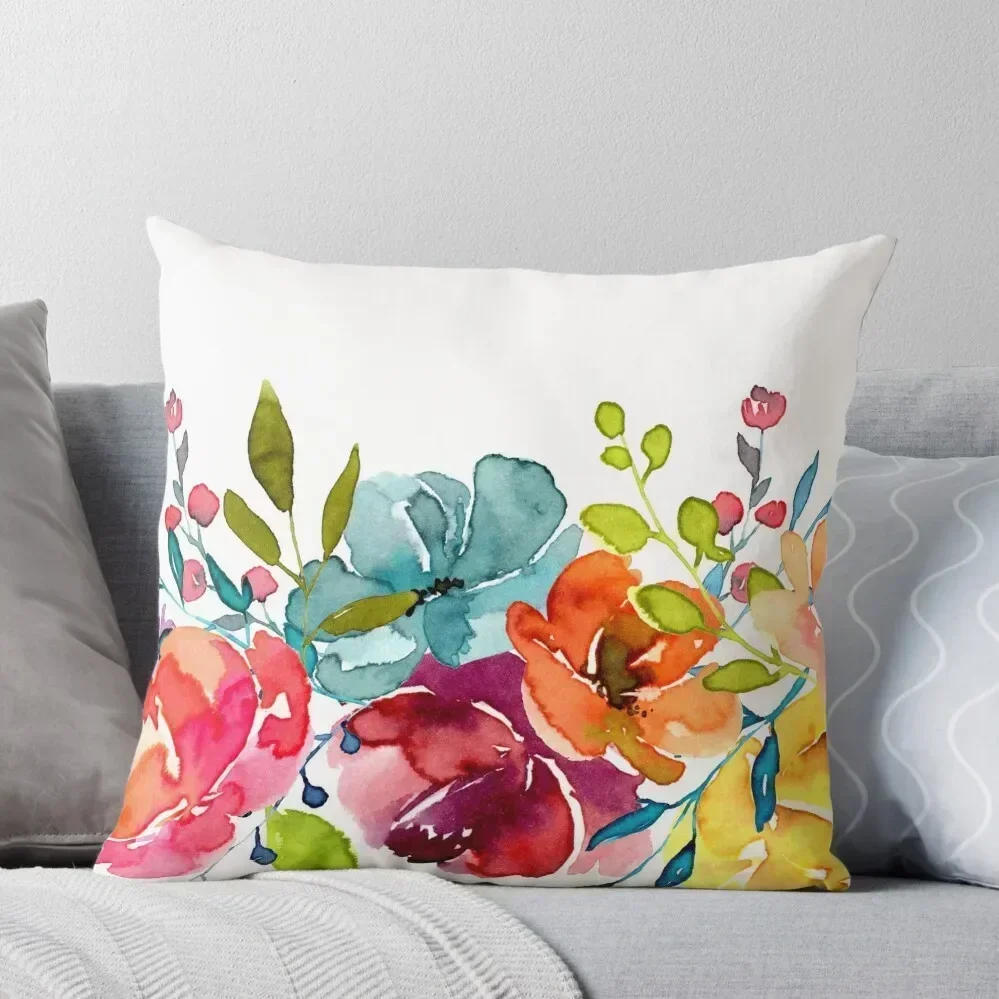 

Bright Flowers Summer Watercolor Peonies Throw Pillow Christmas Pillowcase christmas supplies Cushions For Children pillow