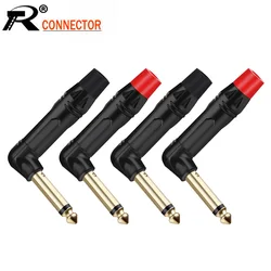 2PCS Right Angle 6.35MM Mute Silent Plug 2Poles Mono 6.35MM Wire Connector Gold Plated 1/4 Inch Microphone Guitar MIC Connector