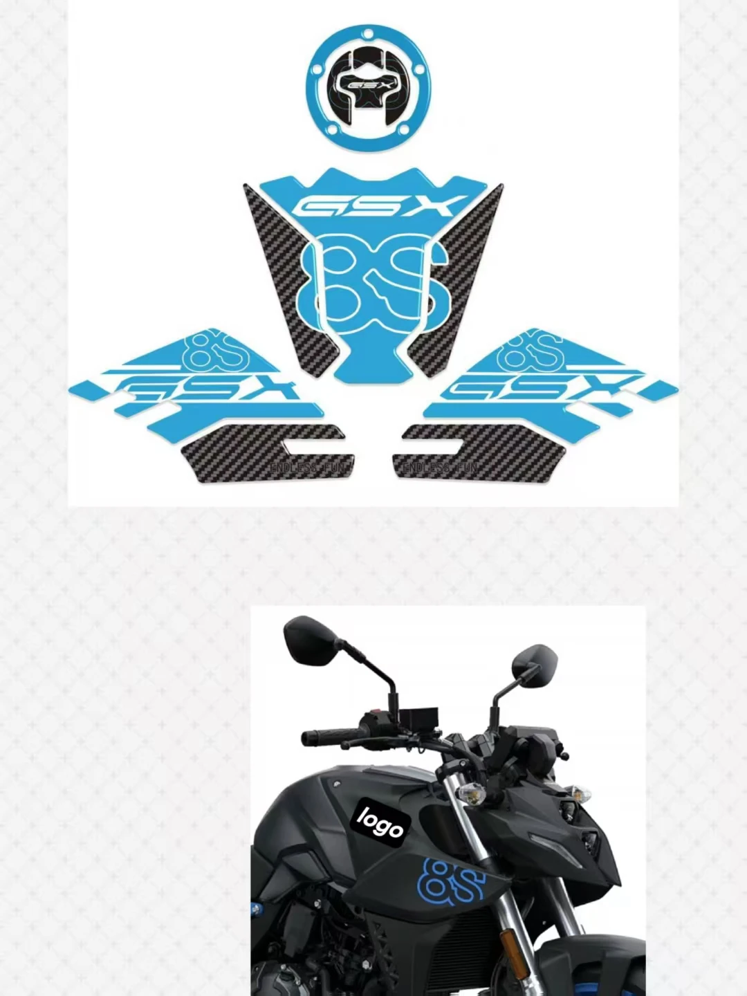 

Fit Suzuki GSX-8S GSX8S GSX 8S 800 2023 2024 Motorcycle Tank Knee Pad Grips Stickers Decals Protector Gas Fuel Oil Kit