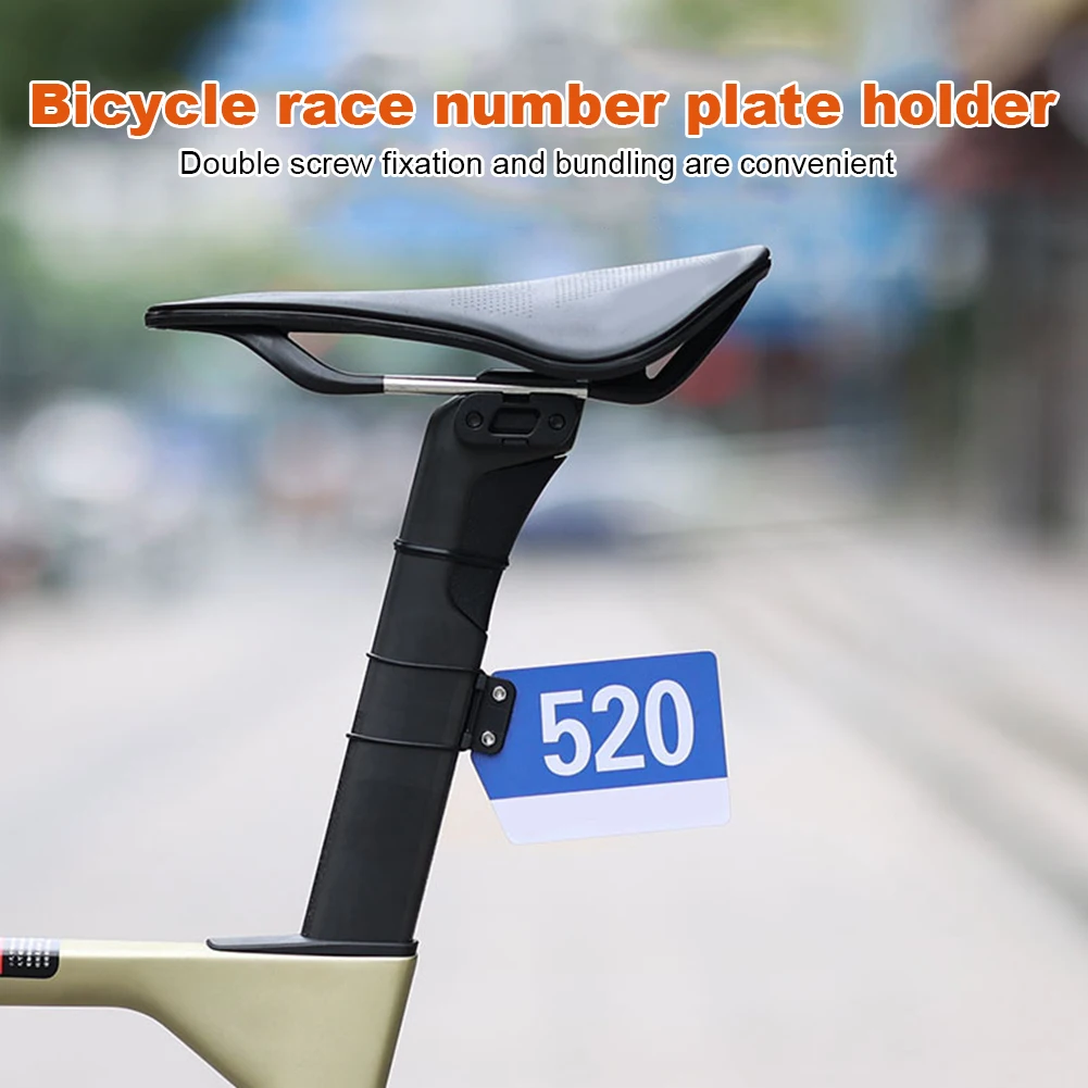 Triathlon Racing Number Plate Mount Holder Bicycle Number Plate Holder Clip Racing Cards Seatpost Mount for Road Bicycle Cycling