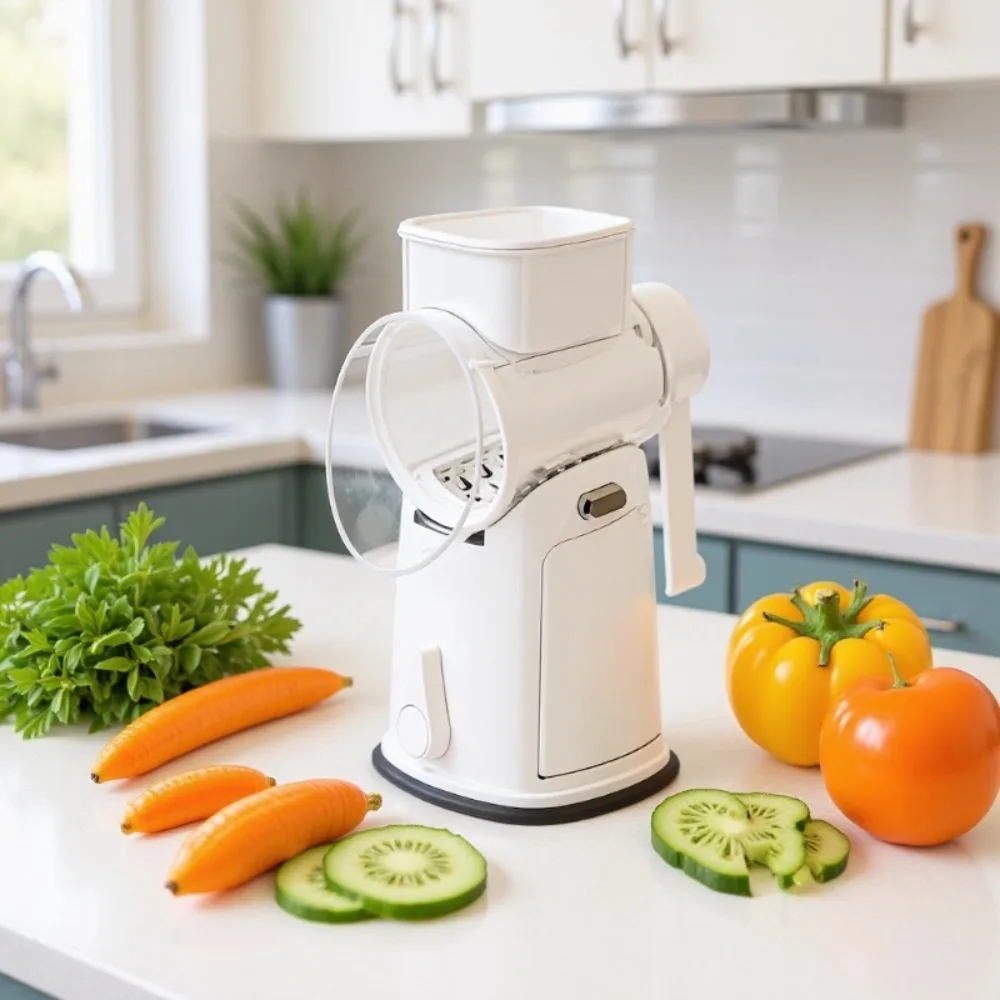 

Manual Hand-Crank Vegetable Slicer Non-slip Suction Bas Detachable Kitchen Scraper Household 6/10 Blades Vegetable Cutter