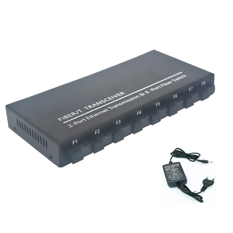 

Gigabit Fiber Optical Switch 8 SC 2 1000M RJ45 Gigabit Ethernet Switch Media Converter 5V3A EU PLUG