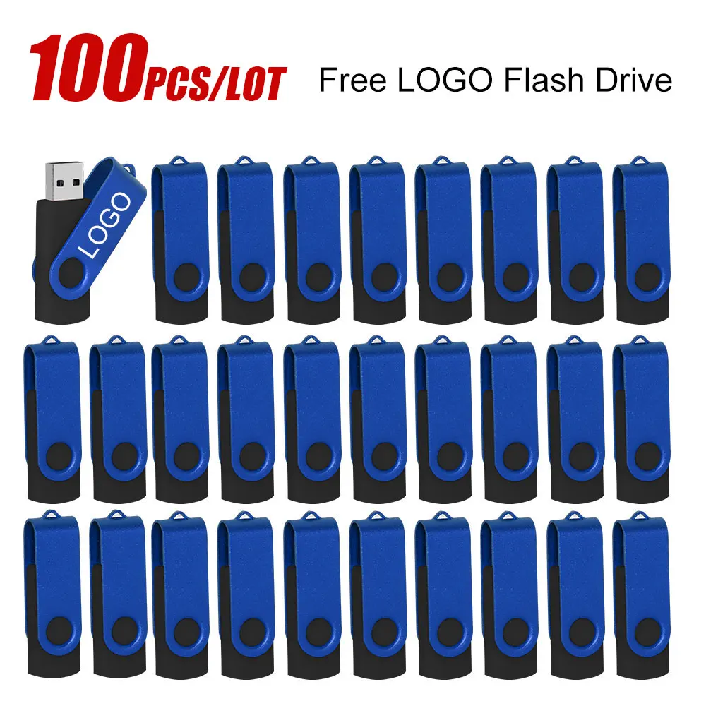 100pcs/lot Free Logo Metal Usb 2.0 Flash Drive Pen Drive 64GB 32GB 16GB 8GB 4GB Pendrive U Disk Memory Stick Usb Flash for Gift