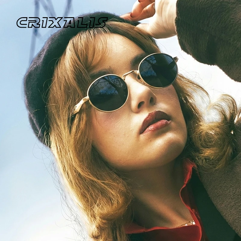 CRIXALIS Ovale Retro-Sonnenbrille für Damen, trendiger Metallrahmen, klassische Driving Shades für Herren, UV400-Schutz
