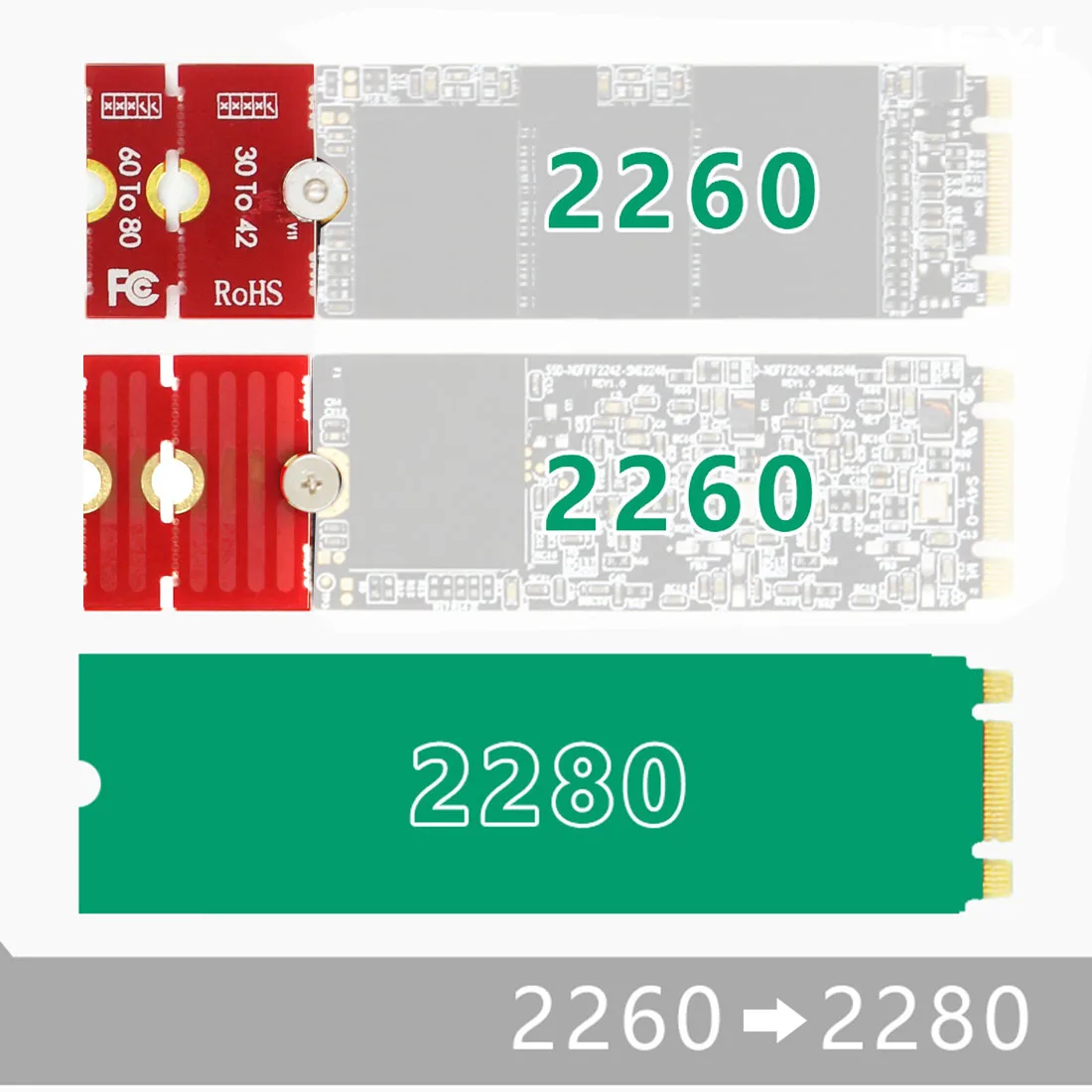 1pcs M2 PLUS M2+ M.2 Extended Transfer 2230 2242 2260 2280 Aircraft M2 Change Long Size M.2 U.2 SSD for NGFF for NVME Adapter