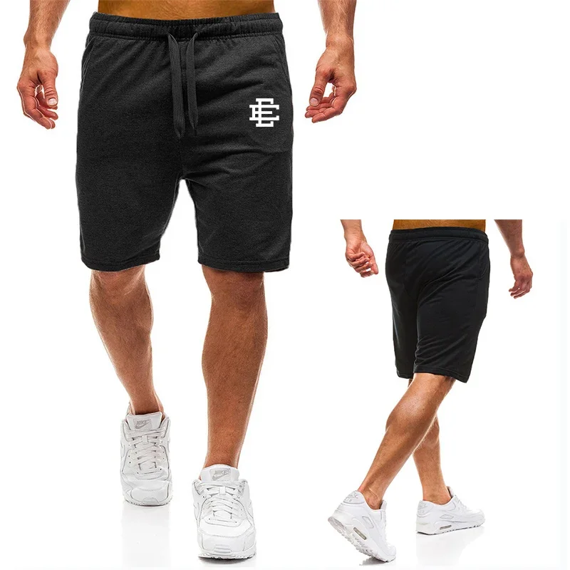 Men's sports shorts, jogging training shorts, EE printed fashionable and casual