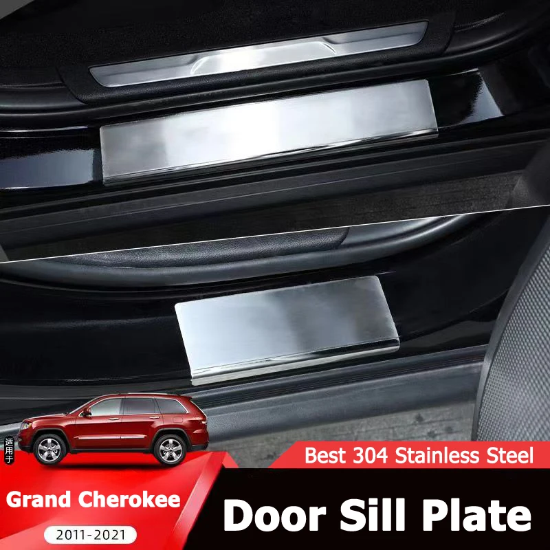 High Quality Stainless Steel Welcome Door Sill Plate Scuff For Jeep Grand Cherokee 2014-2022