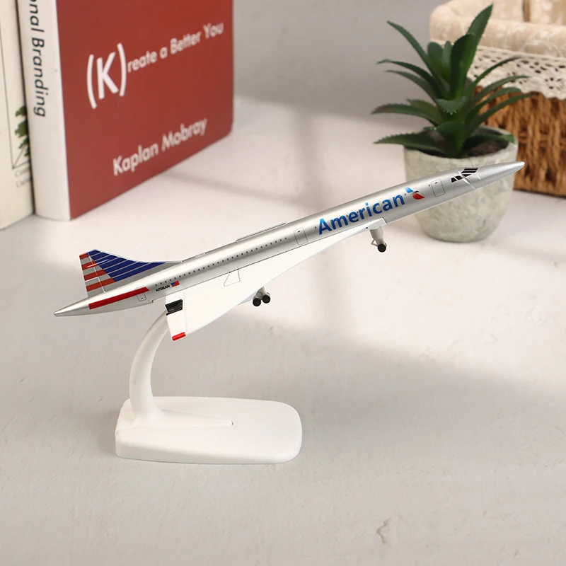 

Модель реактивного самолета-конкорды США, 20 см, сплав с шасси - литье под давлением орнамент авиакомпании для коллекционеров