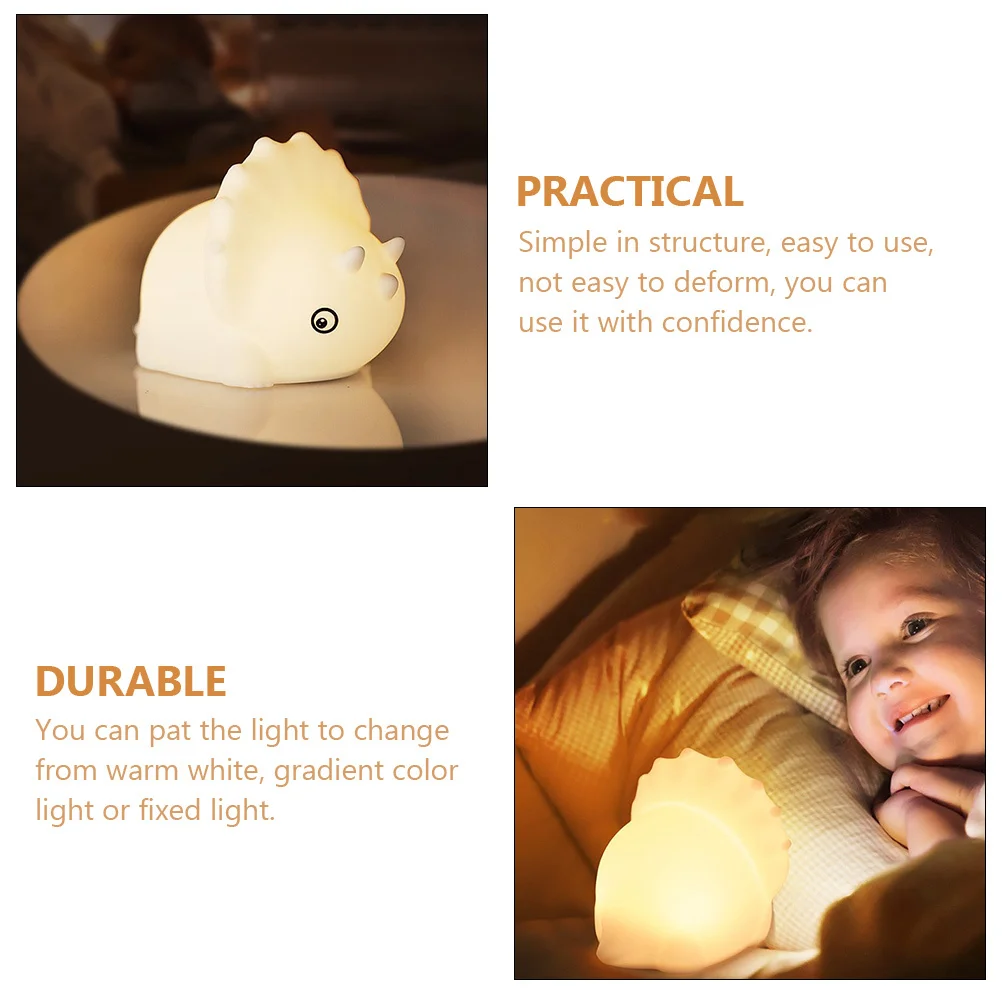 

LED Night Light Rechargeable Silicone Pat Dinosaur Table Lamp Bedroom Nursing Light Gradient Color Timing Function