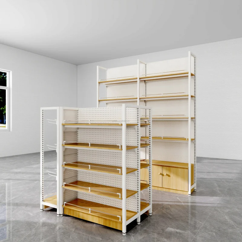 custom.Custom Single-Sided Lightweight Steel-and-Wood Display Stands Convenience Store Retail Solutions