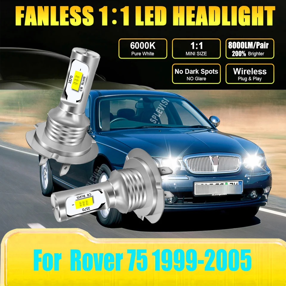 

LED Headlight Low Bulb Auto Lamp 6000K White Car Light 5,0000 Hours Lifespan For Rover 75 1999 2000 2001 2002 2003 2004 2005