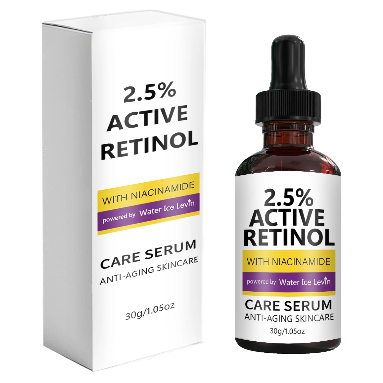 Sérum Anti-Envelhecimento com 2,5% de Retinol e Niacinamida - Firmador, Iluminador, Infundido com Ácido Hialurônico para Pele Jovem