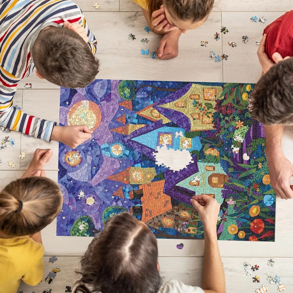 Puzzle pour adultes, vitrail, nuits rurales, 1000/500/300/120 pièces, cadeau d'anniversaire, décor de salle de jeu, jouet de divertissement