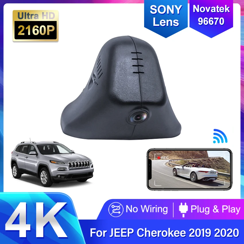 Plug and play 4K Car DVR Wifi Dual Lens DashCam Camera Video Recorder Original For Jeep Cherokee KL High Configuration 2019 2020