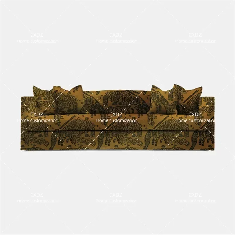 Rural Retro Tiger Jacquard Sofa Three Seater Modern Medieval Style Couch for Hotel Homestay Living Room Furniture