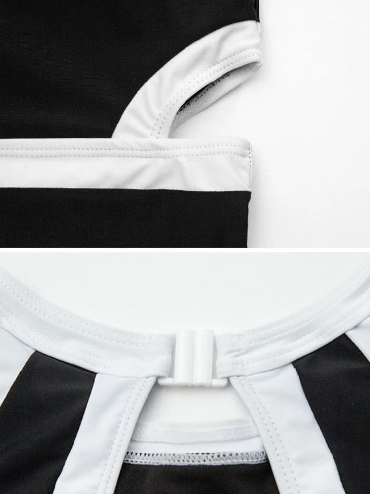 Cover-ups Women One-piece Short Sleeve Conservative Swimwear Students Simple Summer Beach Bath Girlish Korean Style Classic BF