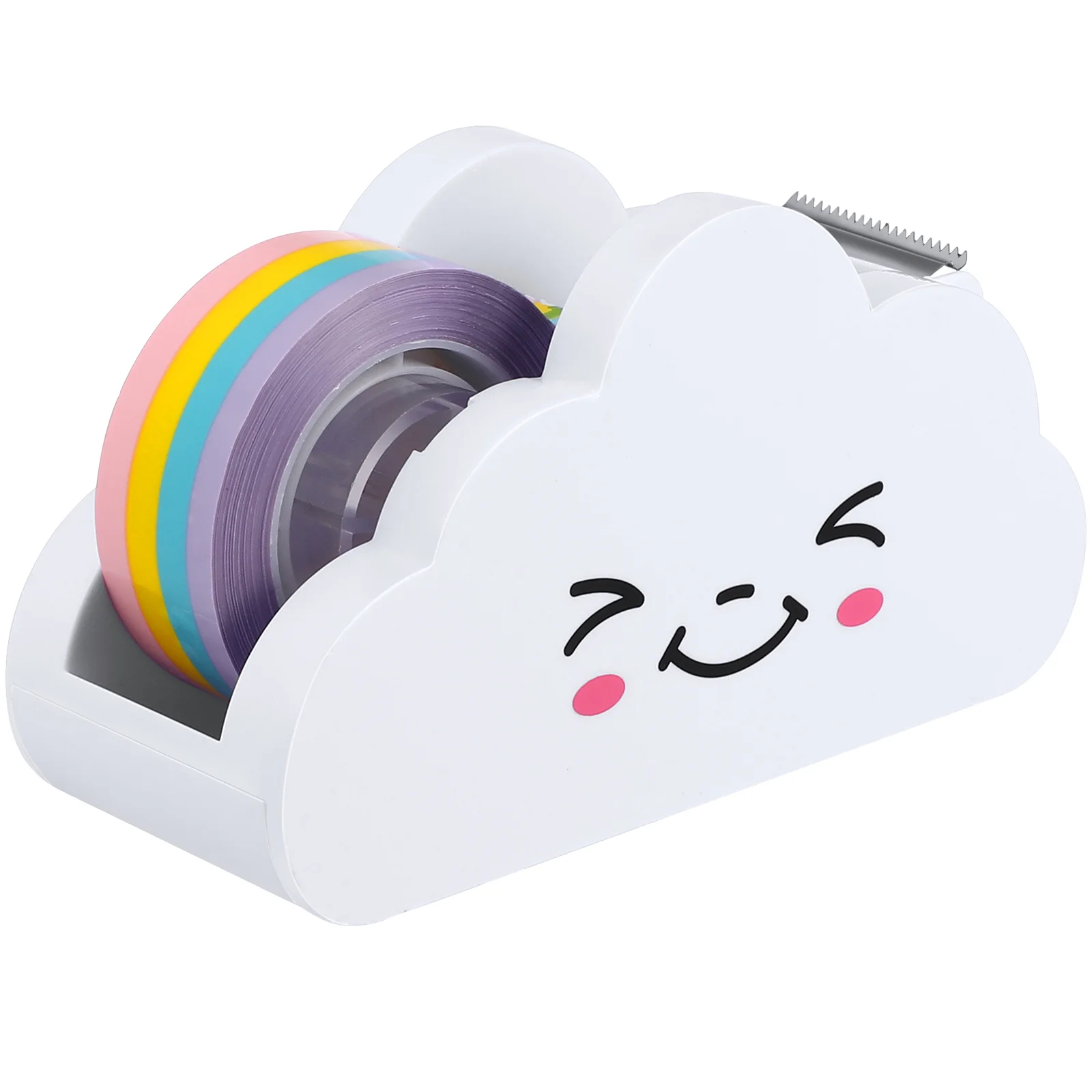 

1PCS Rainbow Tape Cloud Stationery Smooth Edges Cartoon Design Desktop Dispenser Easy Install Scrapbooking Kids Tape