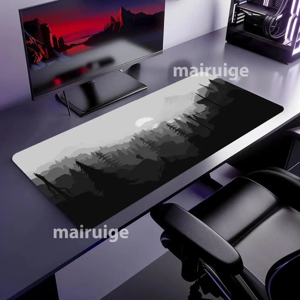 

Mountain Gray Mouse Pad Large Computer Office Game Table Mat XXL Rubber Anti-slip Stitched Edge Keyboard Mats Washable Desk Pads