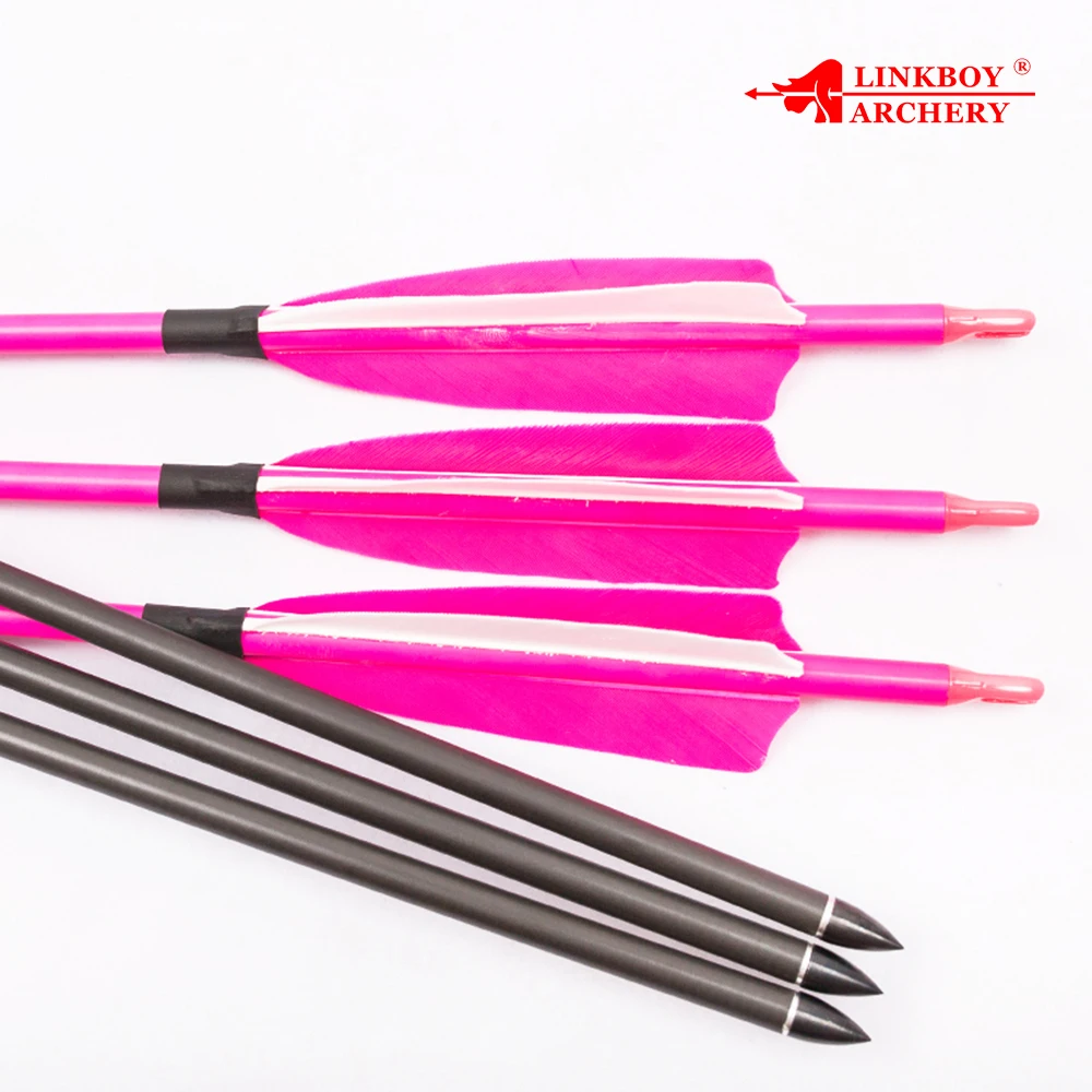 

Linkboy Archery Carbon Pink Arrows Sp300-800 30/32inch 5inch Turkey Feather Arrow Point 75gr Bow Female Shooter Favorite 6PCS