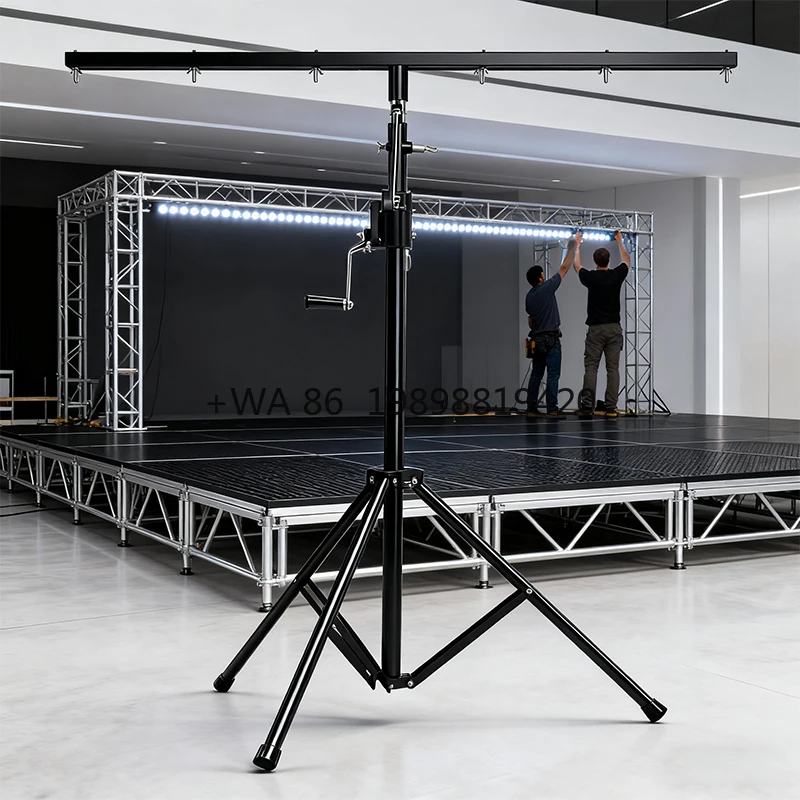 Igracelite  Hand Operated Light Stand, Adjustable Height From 5.2ft to 9.2ft with 4.9ft T-Bar for DJ Stage Par Lights