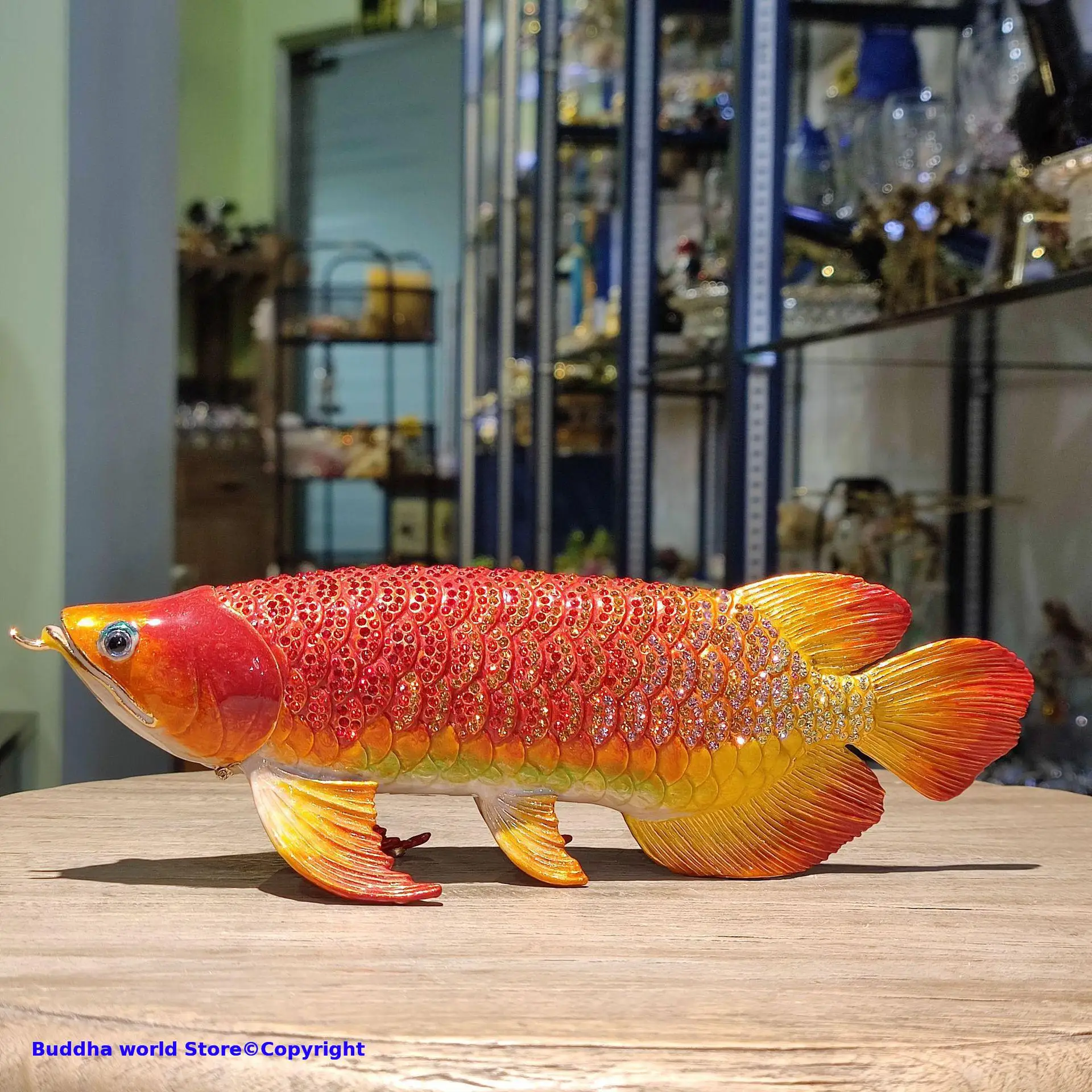 2025 NEW Geomantic omen Home Company business Decorative bring wealth money GOOD LUCK gold Dragon Arowana fish diamond Statue