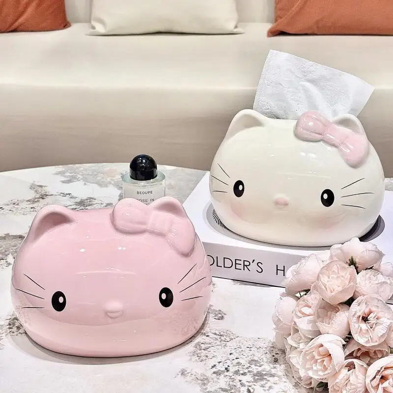 Hellokitty الكرتون صندوق تخزين الأنسجة صندوق الإبداع السيراميك طاولة طعام هدية الحلي طاولة القهوة لغرفة المعيشة سطح المكتب
