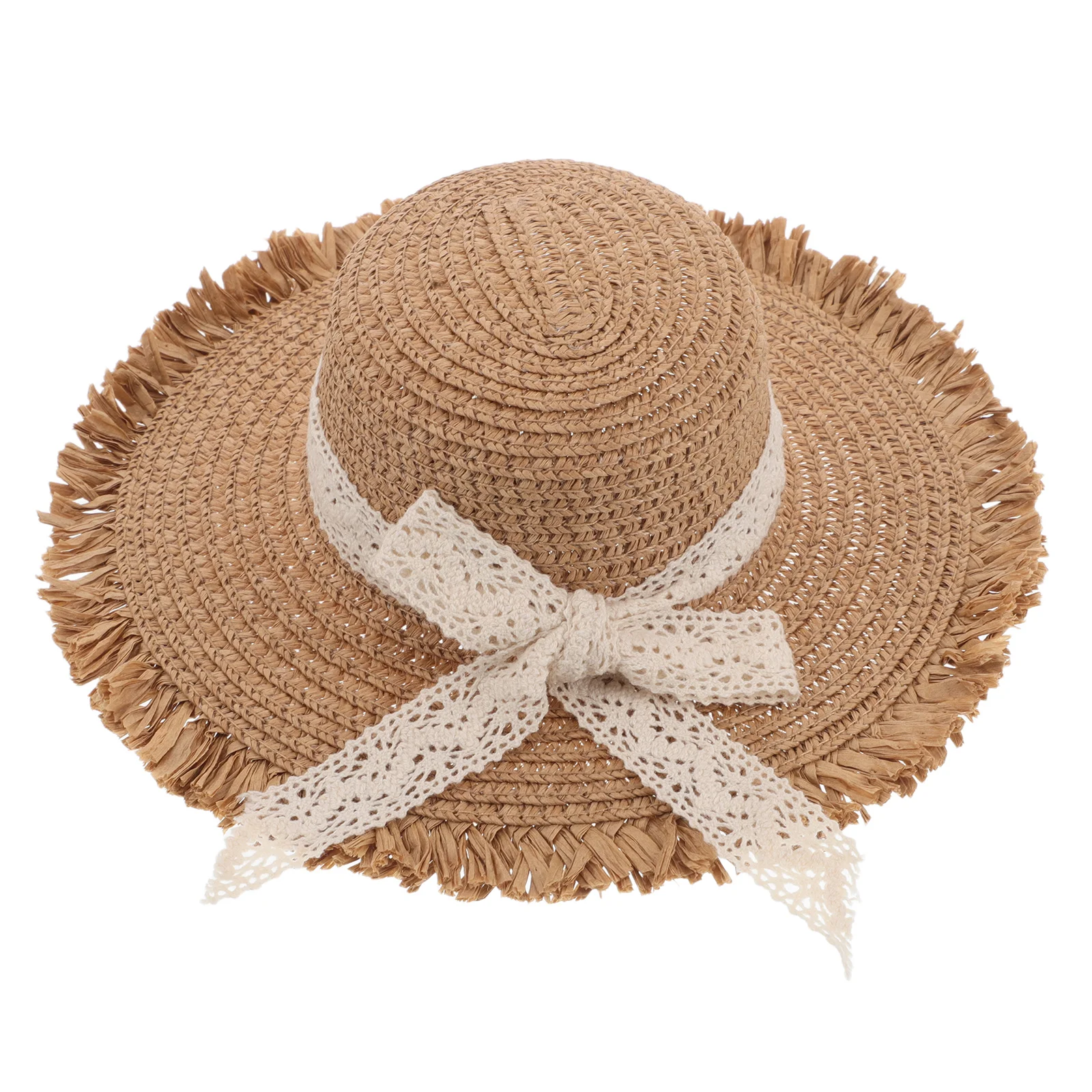 Kleine geweven hoed met elegant strikaccent Zacht ademend materiaal voor minifiguren Stijlvol ambachtelijk accessoiredecor